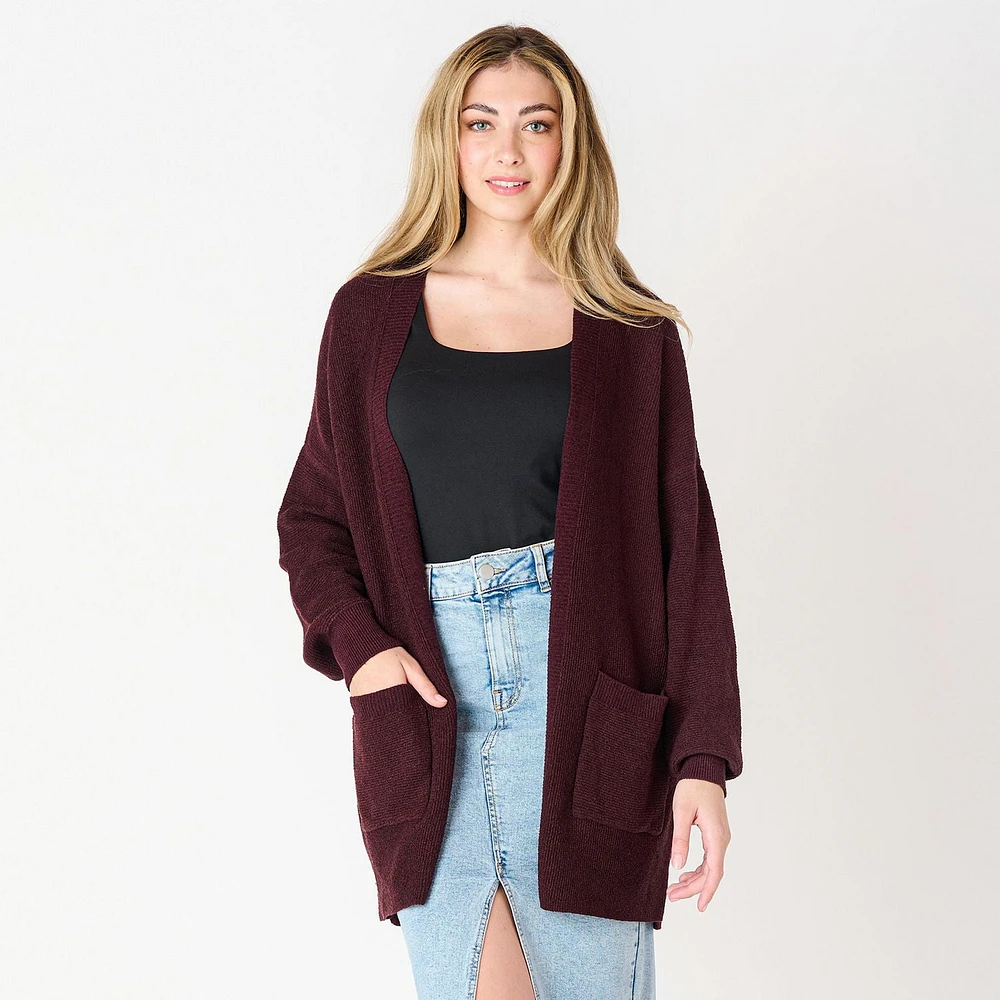 DV L/S Ottoman ribbed cardigan