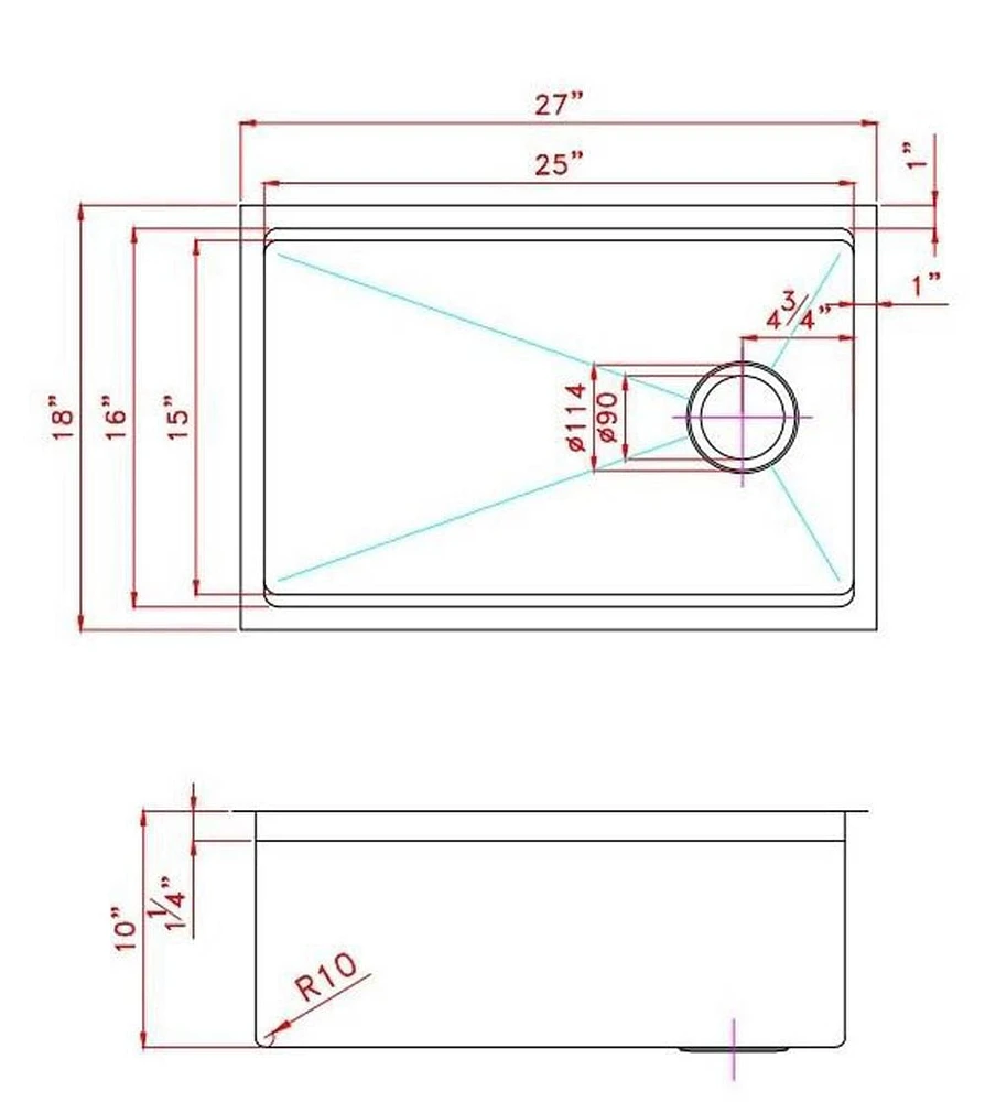 American Imaginations -in. W CSA Approved Stainless Steel Kitchen Sink With Bowl And 16 Gauge AI