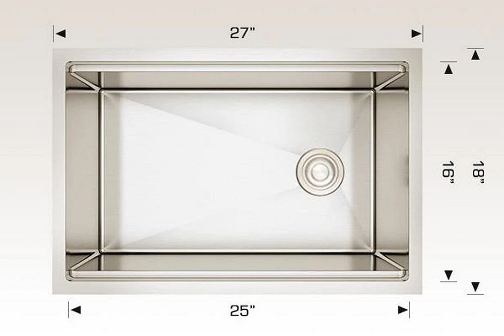 American Imaginations -in. W CSA Approved Stainless Steel Kitchen Sink With Bowl And 16 Gauge AI