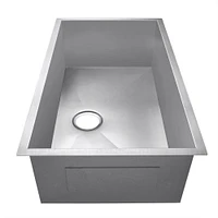 American Imaginations -in. W CUPC Approved Brushed Nickel Laundry Sink With 1 Bowl And Gauge AI