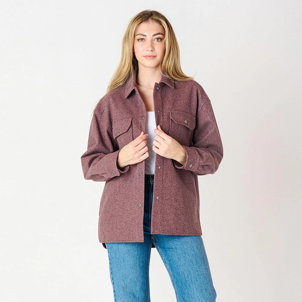 DV Wool knit buttoned shacket with collar