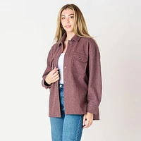 DV Wool knit buttoned shacket with collar