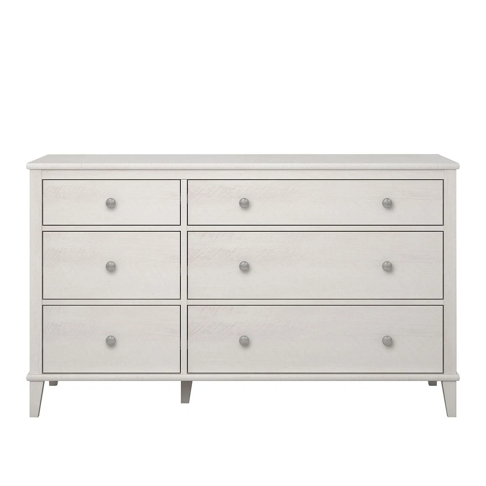 Little Seeds Monarch Hill Poppy White 6 Drawer Dresser, Grey Drawers