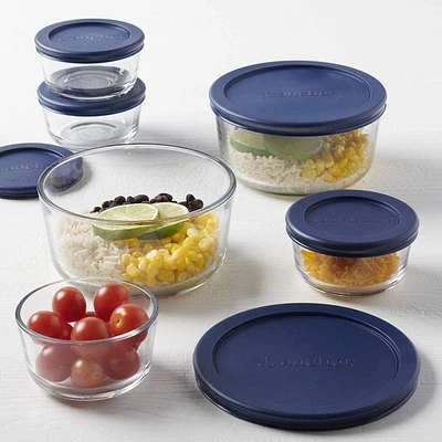 Anchor Hocking 12pc Food Storage Set w/Navy Snugfit Lids