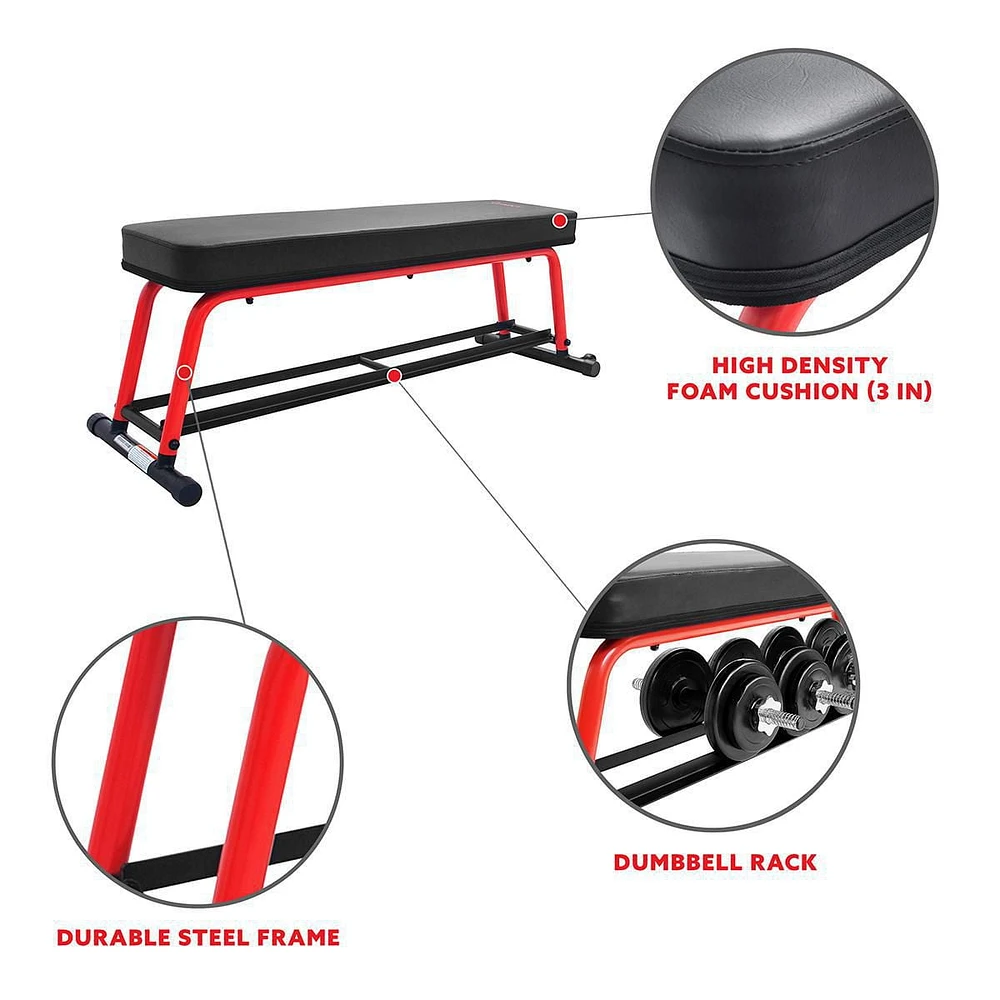 Sunny Health & Fitness Power Zone Strength Flat Bench - SF-BH6996