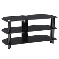 CorLiving Laguna Black Glass and Metal TV Stand with Open Shelves for TVs up to 48" - Sleek Small TV Stand for Living Room