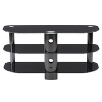 CorLiving Laguna Black Glass and Metal TV Stand with Open Shelves for TVs up to 48" - Sleek Small TV Stand for Living Room