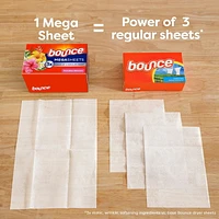 Bounce Mega Dryer Sheets, Paradise Blossom, Mega Fabric Softener Sheets with Static Control, Wrinkle Reduction, Extra Softness, Lasting Scent, Repels Lint, 120CT