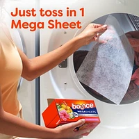 Bounce Mega Dryer Sheets, Paradise Blossom, Mega Fabric Softener Sheets with Static Control, Wrinkle Reduction, Extra Softness, Lasting Scent, Repels Lint, 120CT