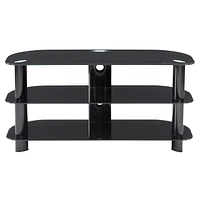 CorLiving Laguna Black Glass and Metal TV Stand with Open Shelves for TVs up to 48" - Sleek Small TV Stand for Living Room