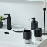 hometrends Black Soap Dispenser with Faux Marble Trim, Black/faux marble resin soap dispenser