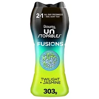 Downy Unstopables Fusions In-Wash Laundry Scent Booster Beads, Twilight and Jasmine Scent, 2-in-1 All Day Freshness, 303G