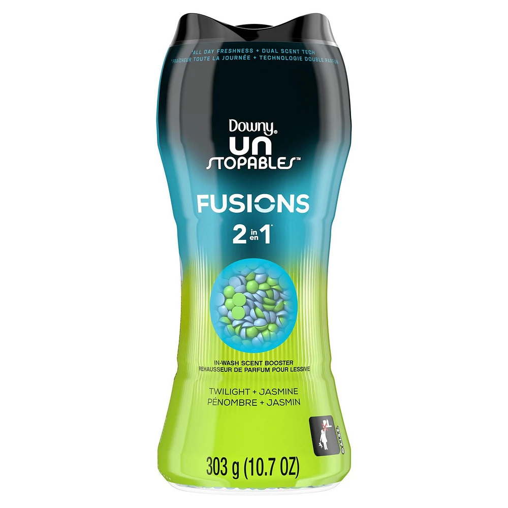 Downy Unstopables Fusions In-Wash Laundry Scent Booster Beads, Twilight and Jasmine Scent, 2-in-1 All Day Freshness, 303G