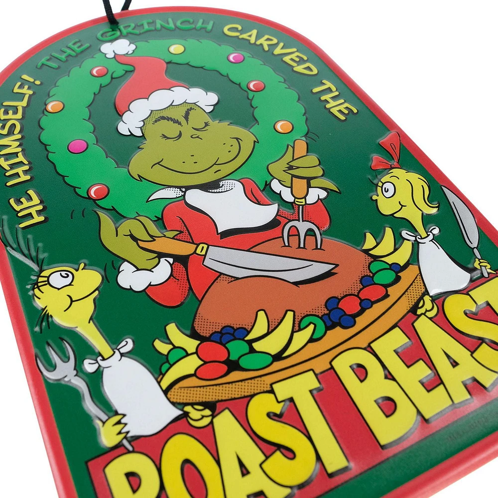 Dr. Seuss' How the Grinch Stole Christmas 12 inch Metal Hanging "Roast Beast" Sign by Ruz