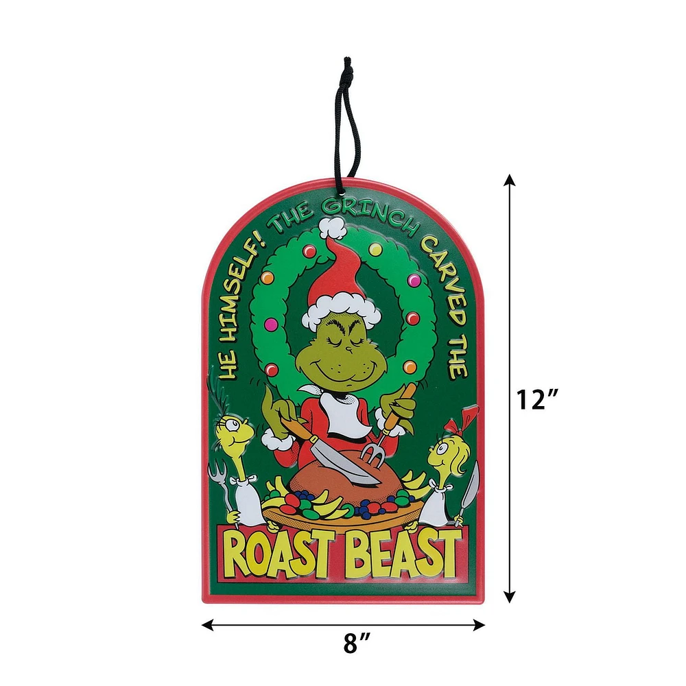 Dr. Seuss' How the Grinch Stole Christmas 12 inch Metal Hanging "Roast Beast" Sign by Ruz