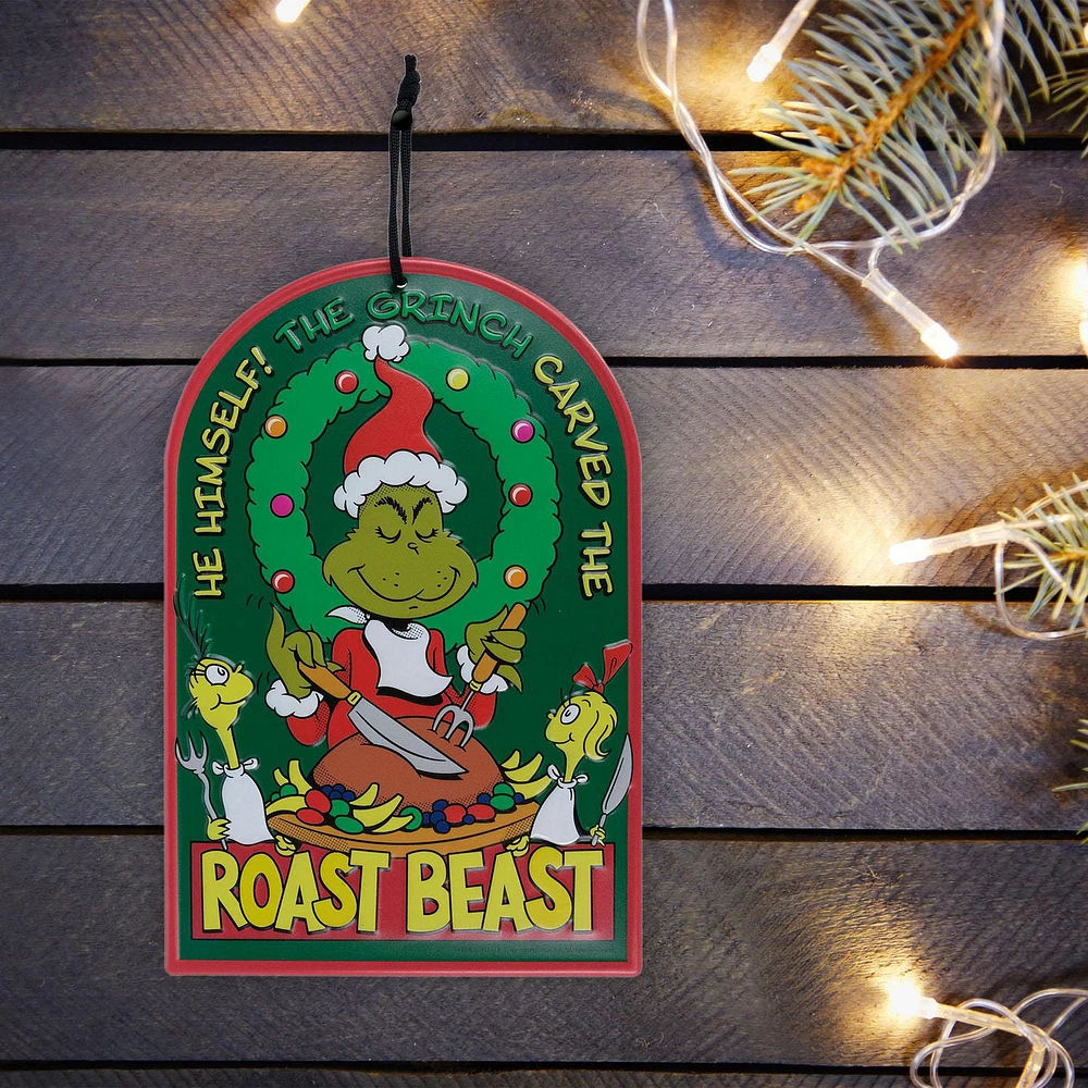 Dr. Seuss' How the Grinch Stole Christmas 12 inch Metal Hanging "Roast Beast" Sign by Ruz