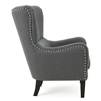 Lorenzo Charcoal Fabric Hi-Back Studded Chair