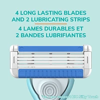 BIC EasyRinse Anti-Clogging, Refillable Women's Razors With 4 Blades, 1 Razor Handle and 3 Refill Razor Cartridges Razor Kit, 1 Handle + 3 Cartridges