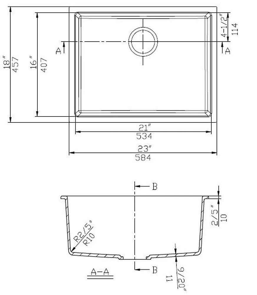 American Imaginations 23-in. W CSA Approved Black Granite Composite Kitchen Sink With 1 Bowl AI-29270