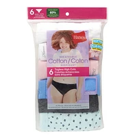 Hanes Women's Hi-Cut Cotton Brief - Pack of 6, Sizes: S-2XL