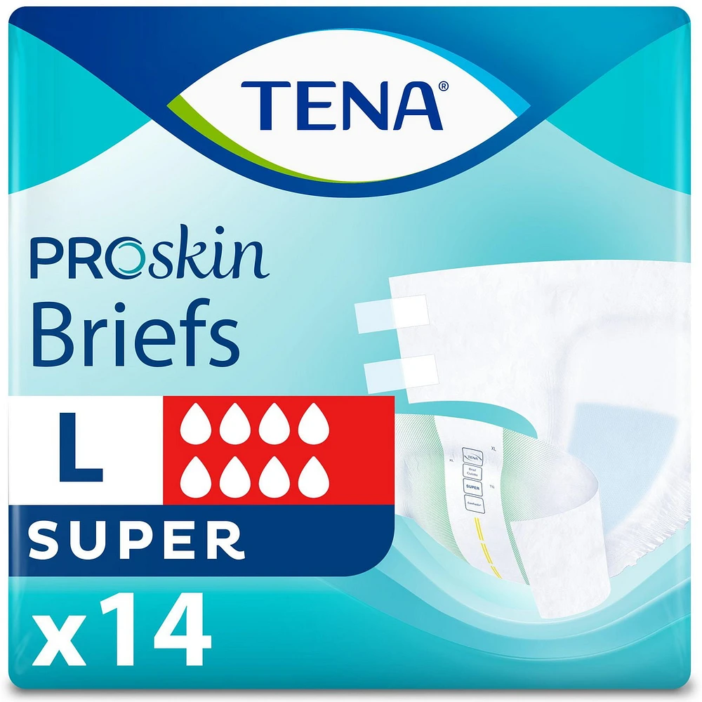 TENA Incontinence Briefs, Super Absorbency,  Large, 14 Count, 14 Count, Large