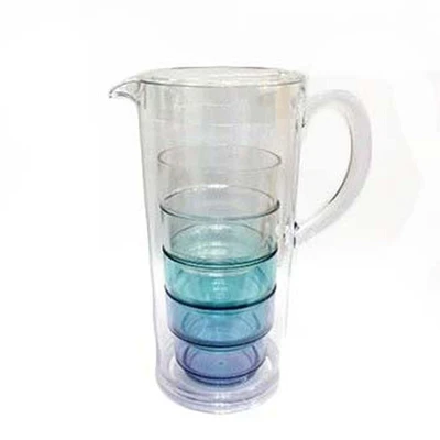 Acrylic Tea/Water Jug 1.6L and 4 Stacking Tumblers