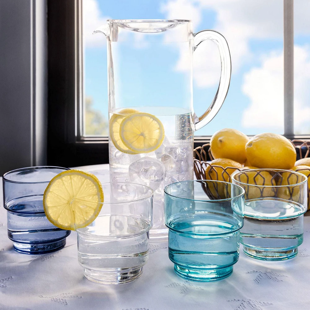 Acrylic Tea/Water Jug 1.6L and 4 Stacking Tumblers