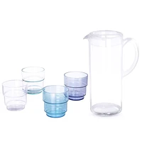 Acrylic Tea/Water Jug 1.6L and 4 Stacking Tumblers