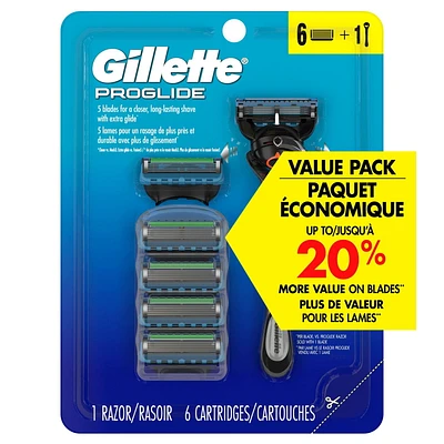 Gillette ProGlide Men's Razor, Handle + 6 Blade Refills