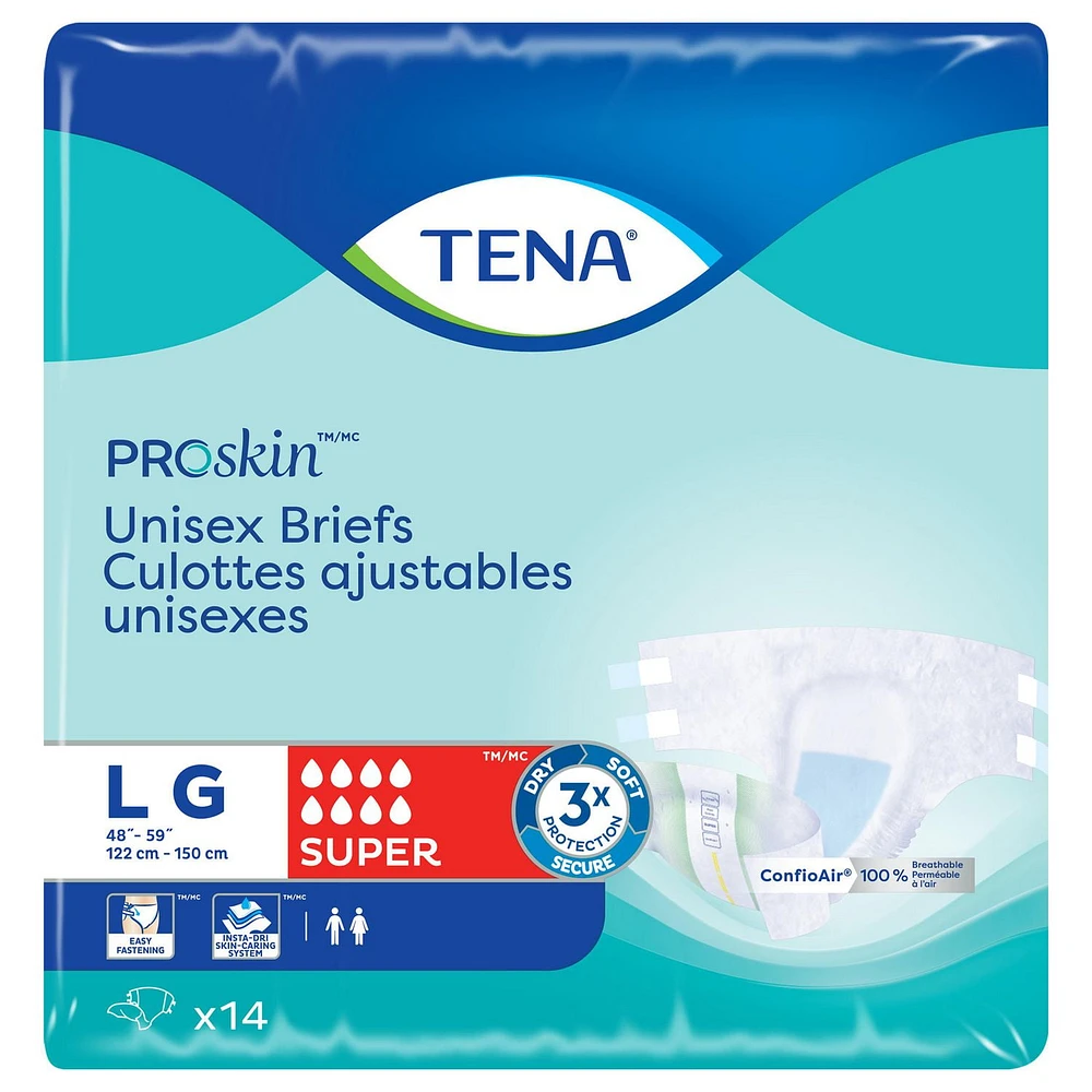 TENA Incontinence Briefs, Super Absorbency,  Large, 14 Count, 14 Count, Large