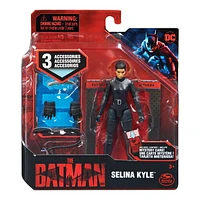 DC Comics, Batman 4-inch Selina Kyle Action Figure with 3 Accessories and Mystery Card, The Batman Movie Collectible Kids Toys for Boys and Girls Ages 3 and up