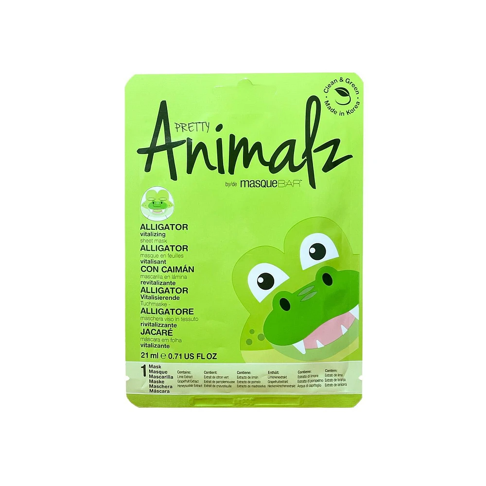 Pretty Animalz Alligator Sheet Mask, Alligator Printed Sheet Mask, 21ml, Vitalizing