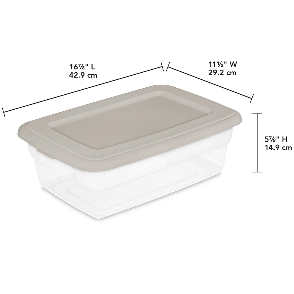 Sterilite Set of (4) 11.4 L Storage Boxes Grey