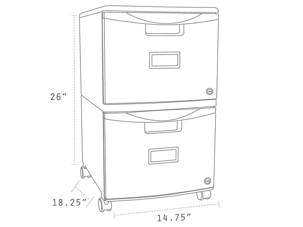 Storex 2-Drawer Filing Cabinet+Lock And casters/Black-Teal