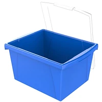 Storex 4 Gallon (15L) Classroom Storage Bin with Lid, Blue, 6-Pack