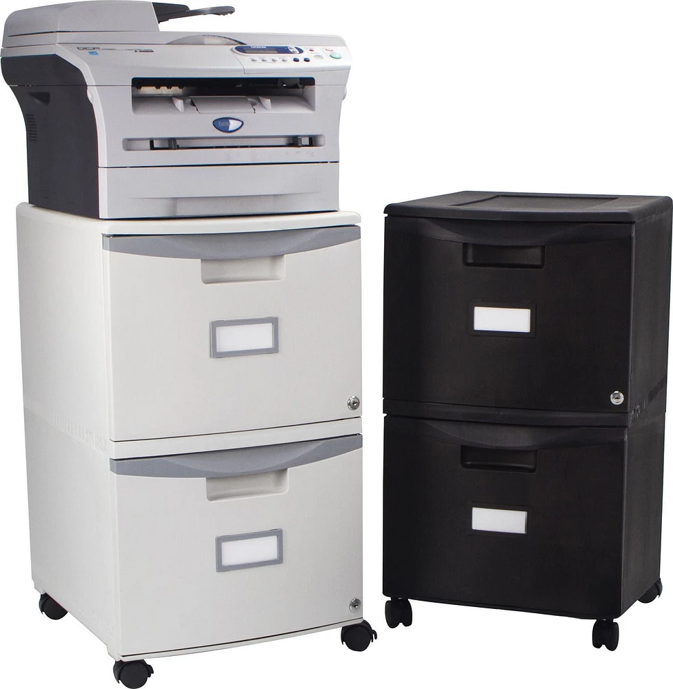 Storex 2-Drawer Filing Cabinet+Lock And casters/Black-Teal