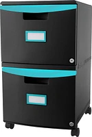 Storex 2-Drawer Filing Cabinet+Lock And casters/Black-Teal