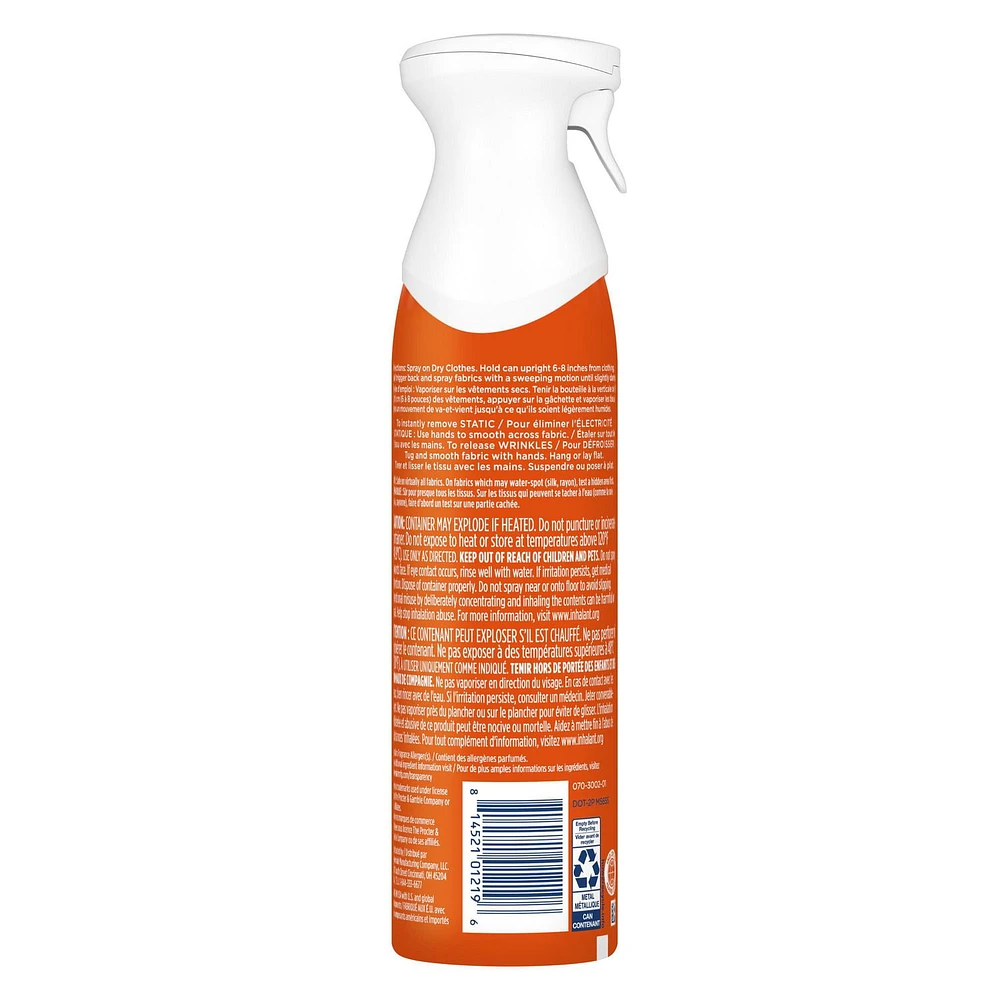 Vaporisateur Bounce Rapid Touch Up 3 en 1 – antistatique, défroisseur, éliminateur d’odeurs pour rafraîchir les tissus, parfum frais, 275ml Bounce parfum frais