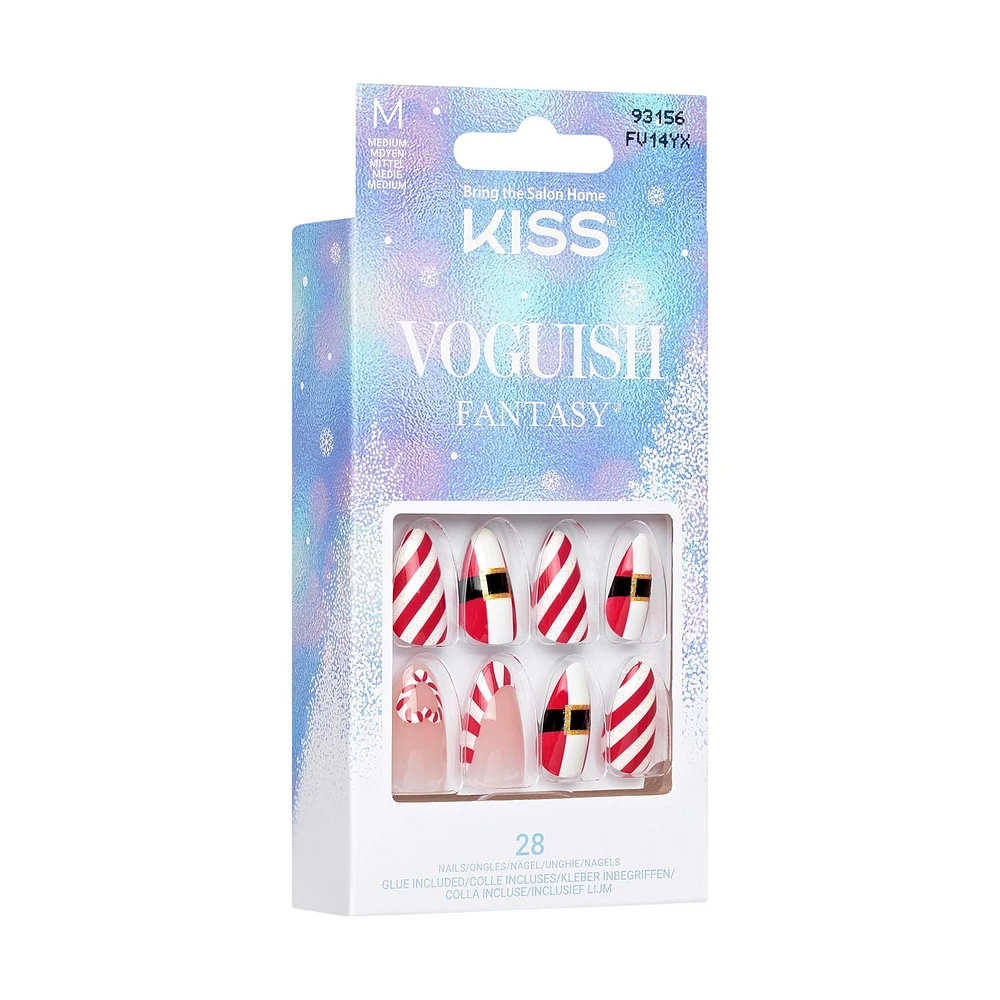 KISS Voguish Fantasy Holiday Press-on Nails - Medium Length, Coffin Shaped, 28 Count, KISS Voguish