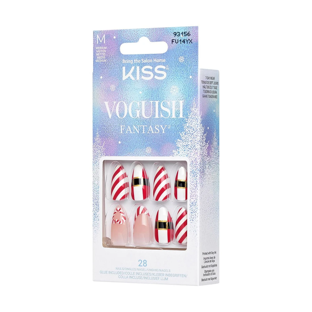 KISS Voguish Fantasy Holiday Press-on Nails - Medium Length, Coffin Shaped, 28 Count, KISS Voguish