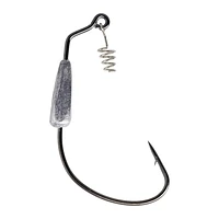 Eagle Claw QL11114G-3/0 Laser Sharp Swimbait Hook with Spring, Size 3/0, 1/4oz weight, Needle Point, Platinum Black, 3 Per pack, Laser Sharp Swimbait Hook with