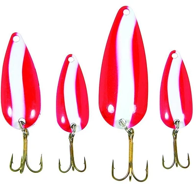 Shur Strike SS-3065-DB Casting Spoon Assortment, 4pc per card, 48 cards per box, 3.25cm up to 7cm, Yellow Five of Diamonds, Red and White, Casting Spoon Assortment, Yell