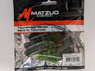 Matzuo MTZ-ST3.5-WRF Salted Tube Watermelon Red Flake 3.5" 8 Pack, Salted Tube Watermelon Red Fla