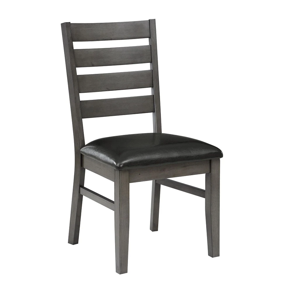 Topline Home Furnishings Gray Wooden Ladder Back Dining Chairs