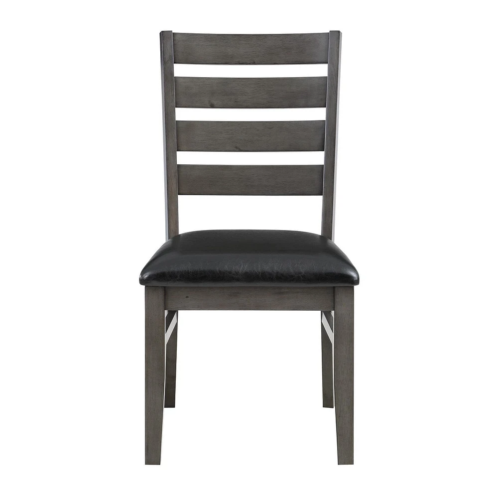 Topline Home Furnishings Gray Wooden Ladder Back Dining Chairs