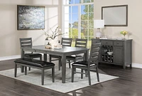 Topline Home Furnishings Gray Wooden Ladder Back Dining Chairs