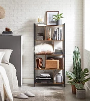 Boutique Home 5 Tiers Bookshelf with Open Compartments in Rustic Industrial Look