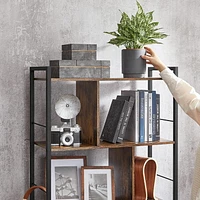 Boutique Home 5 Tiers Bookshelf with Open Compartments in Rustic Industrial Look