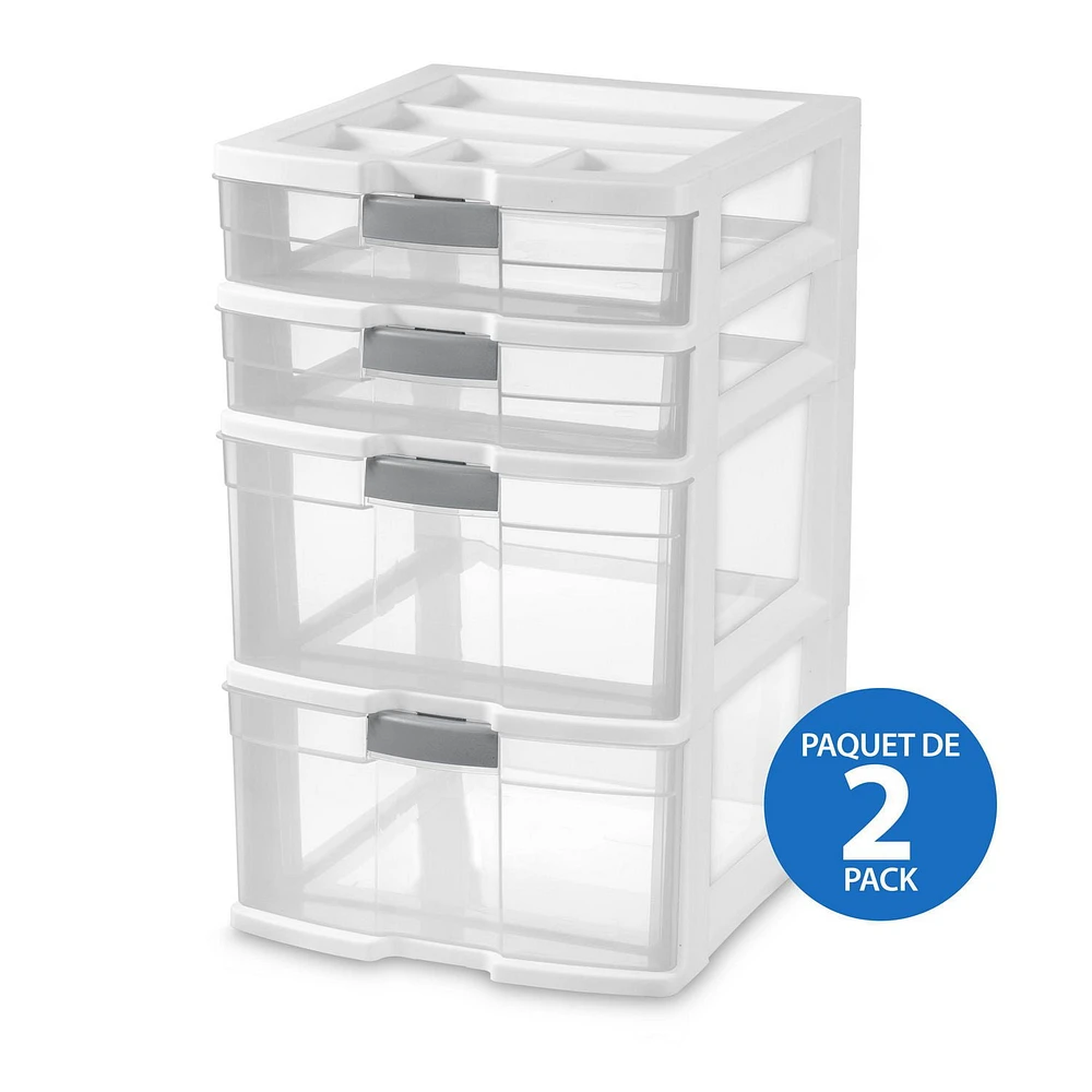 Sterilite 4 Drawer Locking Tower White