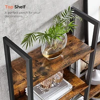 Boutique Home 5 Tier Large Bookshelf, Triple Wide Bookcase with 14 Storage Shelve in an Industrial Rustic Brown Style